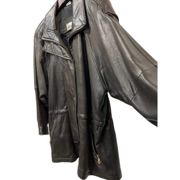 Andrew Marc Additions Leather Coat Brown Parka Jacket - Picture 6 of 11